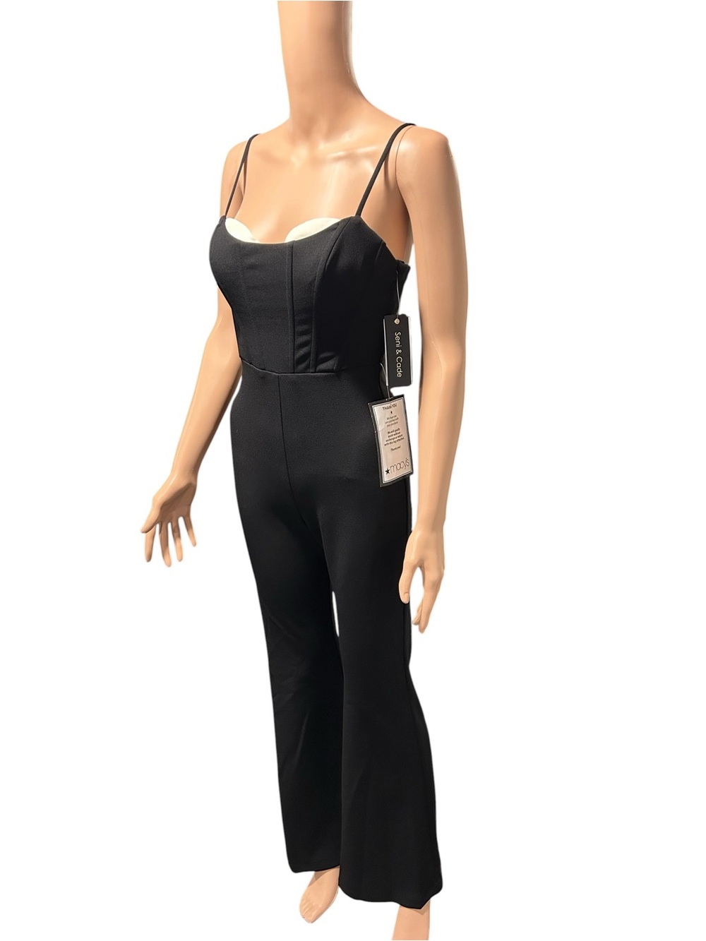 Macy's Black Bustier Spaghetti-Strap Jumpsuit
